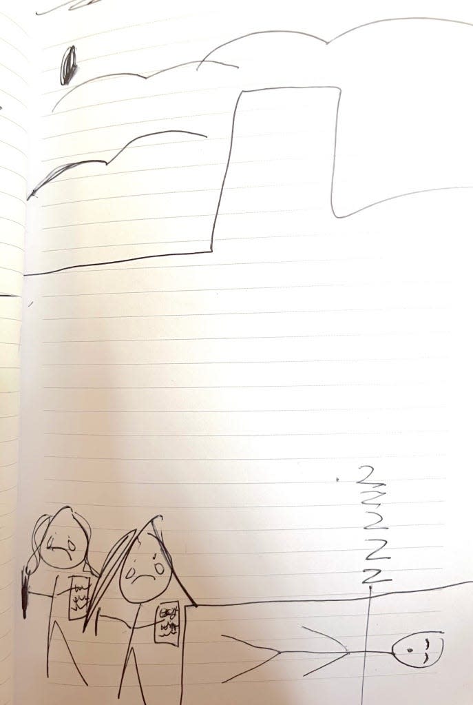 Lucy Morgan, 6, drew this image in her prayer journal shortly before her death due to a tragic badminton accident on June 1, 2024 at her family's Maine vacation home.