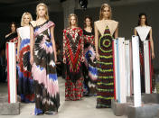 The Rodarte Fall 2013 collection is modeled during Fashion Week, Tuesday, Feb. 12, 2013 in New York. (AP Photo/Jason DeCrow)