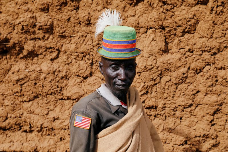 Etion Loteng' Teng', from the Turkana tribe poses for a picture in the village of Lorengippi near the town of Lodwar, Turkana county