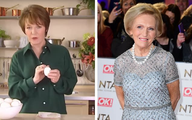 Mary Berry has said she has the edge on Delia Smith as she has had years of her children giving her feedback on her cooking - PA/BBC