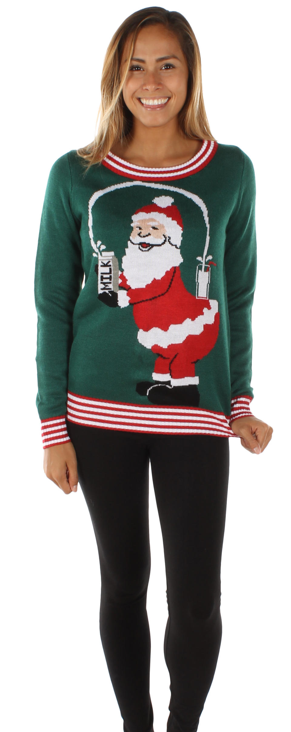 This doesn't show Santa's butt crack, but his curvaceous body is still <a href="https://www.tipsyelves.com/womens-break-the-internet-sweater" target="_blank">the focus of this sweater.</a>&nbsp;I'm sure Mrs. Claus is proud. So proud.