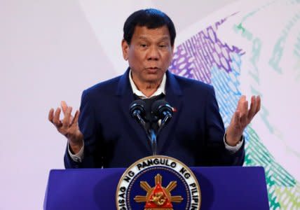 Philippines' President Rodrigo Duterte Rodrigo Duterte gestures during a news conference on the sidelines of the Association of South East Asian Nations (ASEAN) summit in Pasay, metro Manila, Philippines, November 14, 2017. REUTERS/Dondi Tawatao