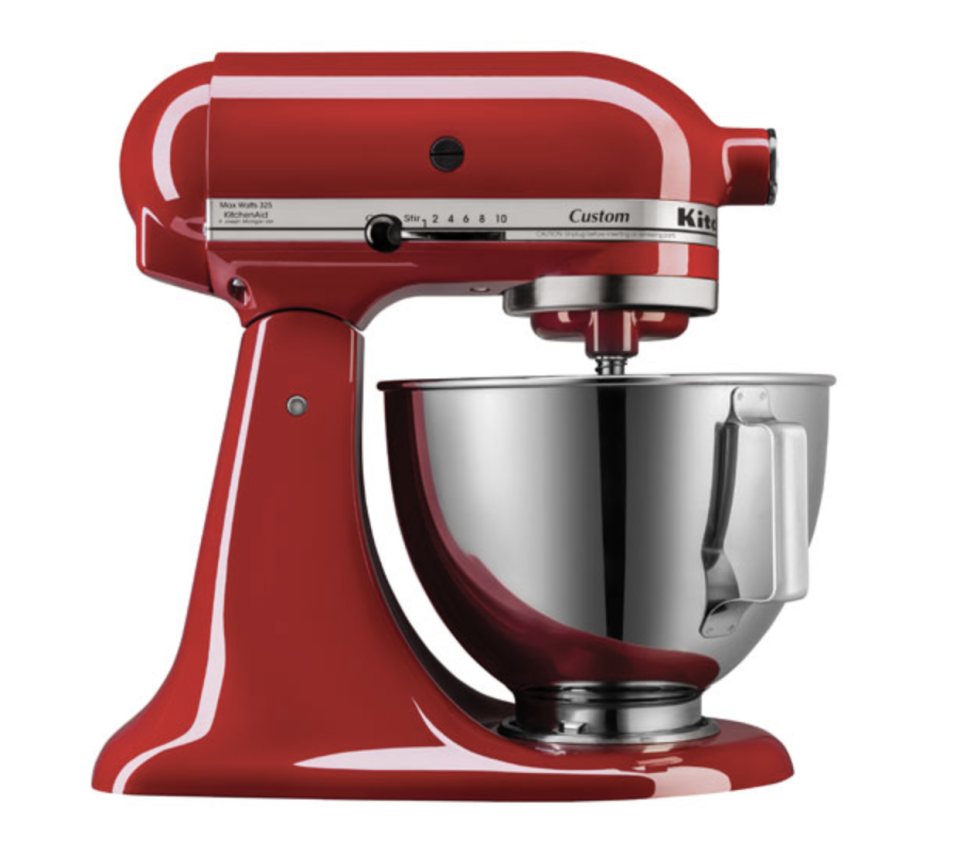 red and silver KitchenAid Custom Stand Mixer 