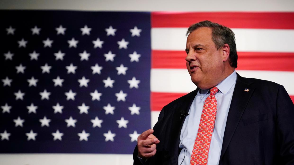 Republican Presidential candidate, former New Jersey Gov. Chris Christie during a gathering, Tuesday, June 6, 2023, in Manchester, N.H. (AP Photo/Charles Krupa)