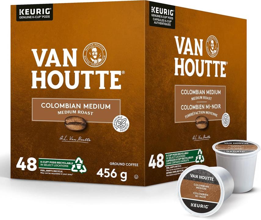 Van Houtte Colombian Medium Roast K-Cup Coffee Pods, 48 Count For Keurig Coffee Makers. (Image via Amazon Canada)