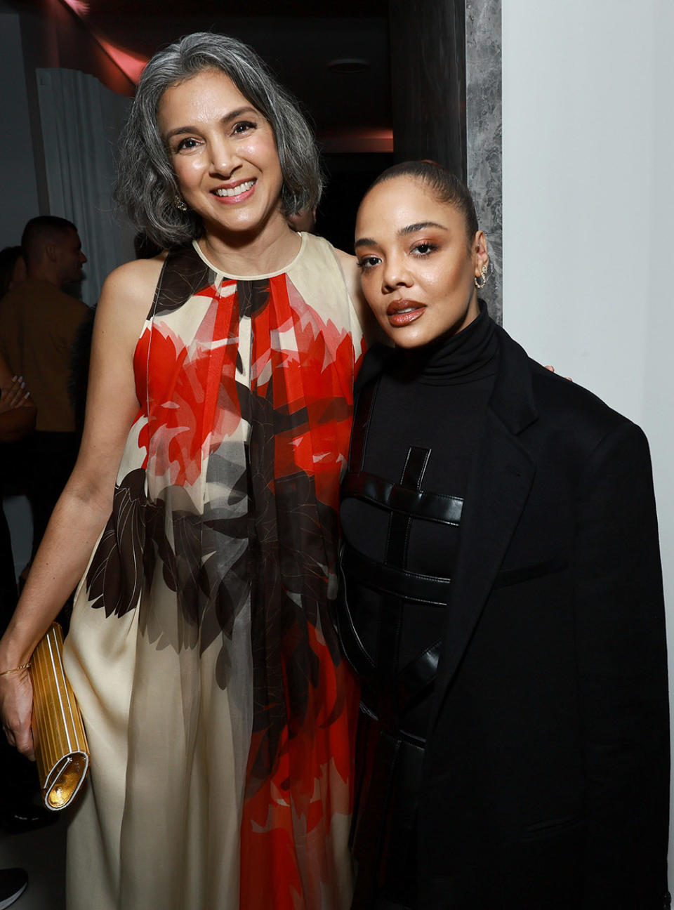 (L-R) Radhika Jones, Editor-in-Chief, Vanity Fair and Tessa Thompson pose as Vanity Fair and Richard Mille host a private cocktail party honoring A24's "Everything Everywhere All at Once" in Los Angeles at Mandarin Oriental Residences Beverly Hills on March 10, 2023 in Beverly Hills, California.