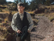 <p>That man is Roy Goode, who’s good with a gun and Alice’s wild horses. Once presumed dead, he’s returned now to steal all the spoils from his former gang’s latest train robbery — hence his injuries.<br>(Photo: James Minchin/Netflix) </p>