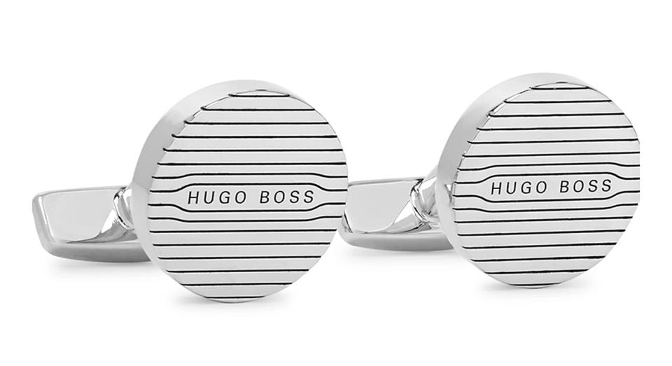 Hugo Boss Logo-Detailed Silver-Tone Cufflinks