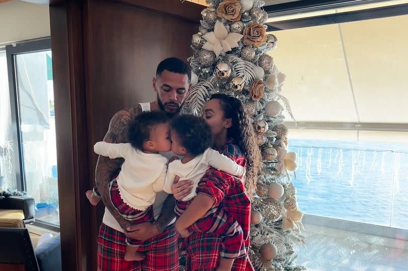 Leigh-Anne Pinnock and Andre Grey hold the twins