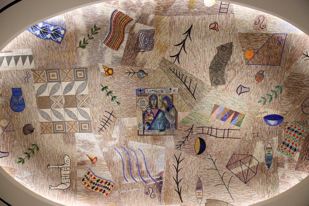 Italian artist Mimmo Paladino created the ceiling mosaic in the “Mary, Queen of Families Chapel,” seen Nov. 15, 2023, inside of Notre Dame's new Raclin Murphy Museum of Art.