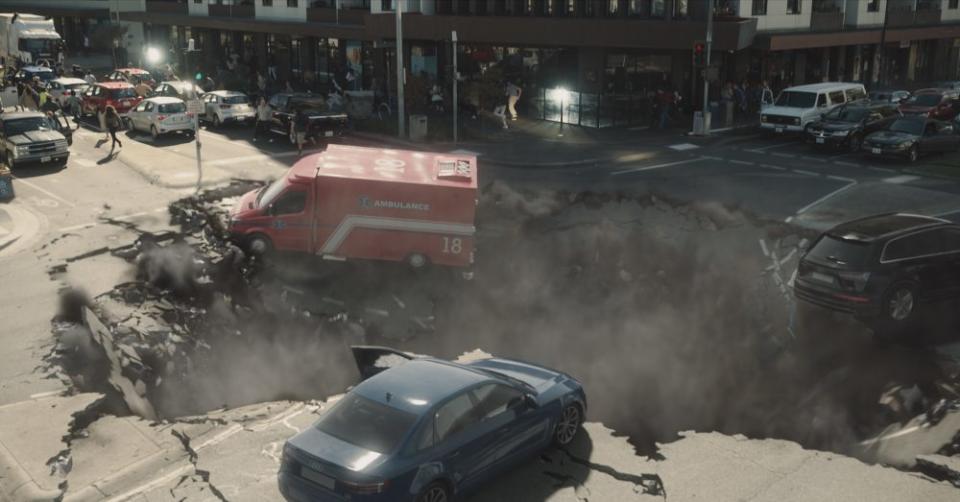 After VFX team creates a sinkhole - Credit: NBC