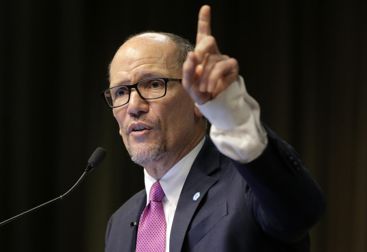 Democratic National Committee Chairman Tom Perez speaks in New York on April 3. Perez has worked hard in the past to win back the trust of wary progressives. (Photo: ASSOCIATED PRESS/Seth Wenig)