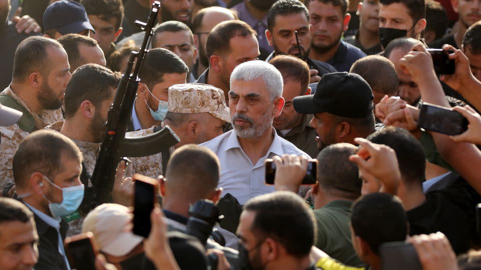 Yahya Sinwar attends a parade in Gaza City on May 30, 2021. - Ashraf Amra/Anadolu Agency via Getty Images