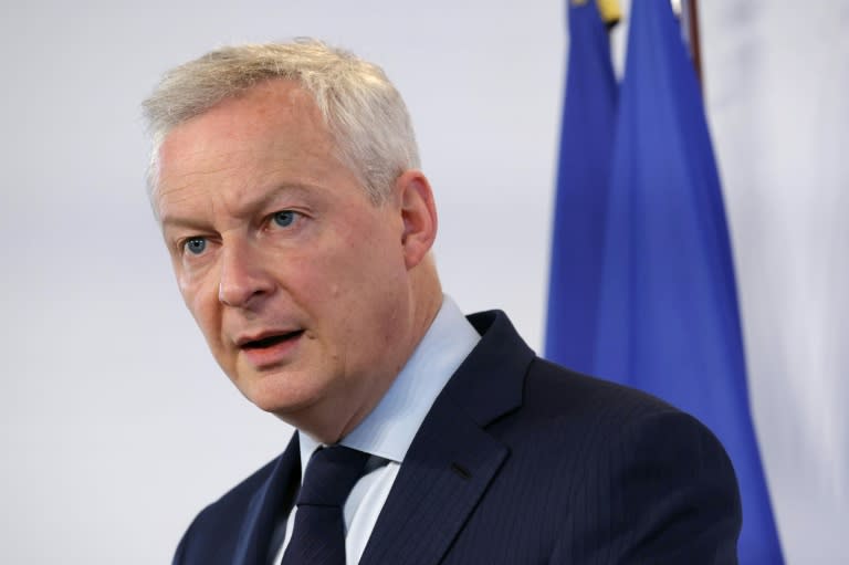 Le ministre de l'Economie et des Finances Bruno Le Maire, le 24 avril 2024 à Paris (Thomas SAMSON)