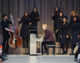 <b>LFW AW13: Burberry Prorsum</b><br><br>Tom Odell moved some of the audience to tears with this beautiful performance.<br><br>© Getty