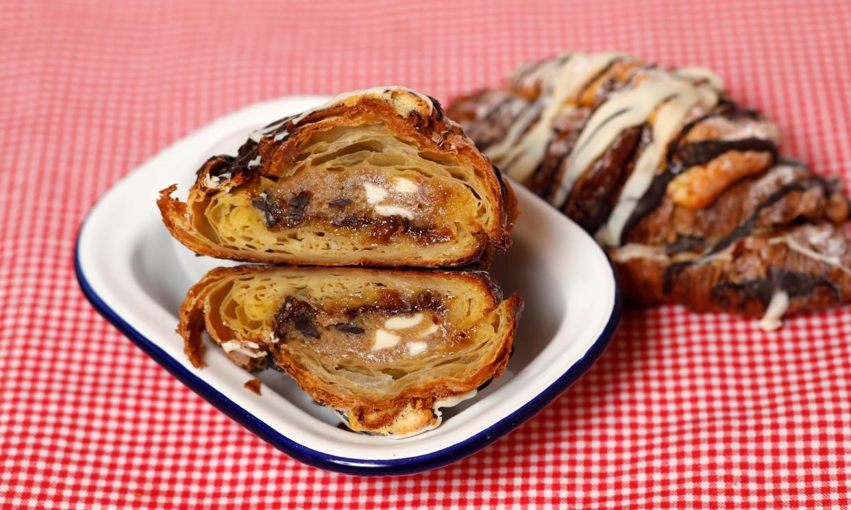 <span>A crookie or cookie dough croissant from Big Bear bakery in southside Glasgow.</span><span>Photograph: Katherine Anne Rose/The Observer/Big Bear bakery</span>