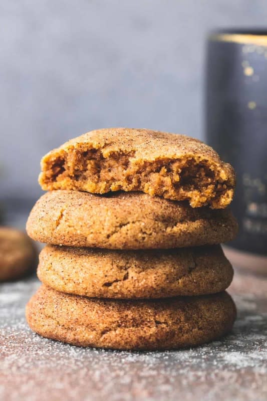 <p>Le Creme de La Crumb</p><p>Pumpkin snickerdoodles are everything fall wrapped in one deliciously sweet, buttery, cinnamon-dusted cookie you’ll want to make over and over again. </p><p><strong>Get the recipe: <em><a href="https://www.lecremedelacrumb.com/pumpkin-snickerdoodles/" rel="nofollow noopener" target="_blank" data-ylk="slk:Pumpkin Snickerdoodles;elm:context_link;itc:0;sec:content-canvas" class="link rapid-noclick-resp">Pumpkin Snickerdoodles</a></em></strong></p>