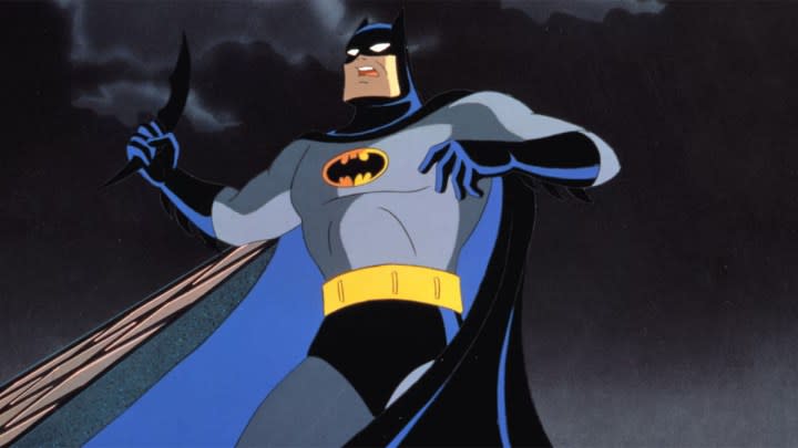 Batman gets ready to strike in Batman: Mask of the Phantasm.