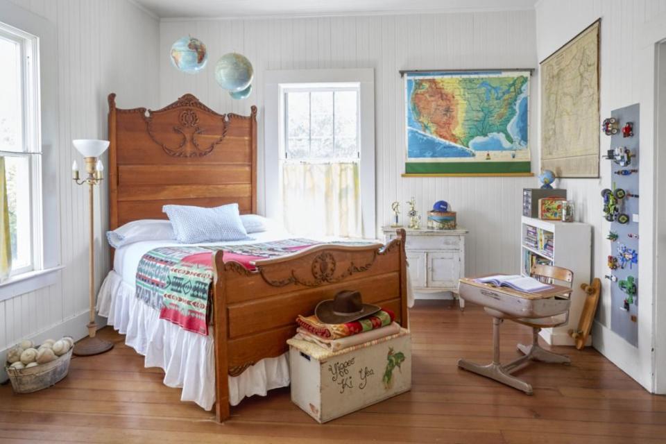 Trio of Globes Above the Bed