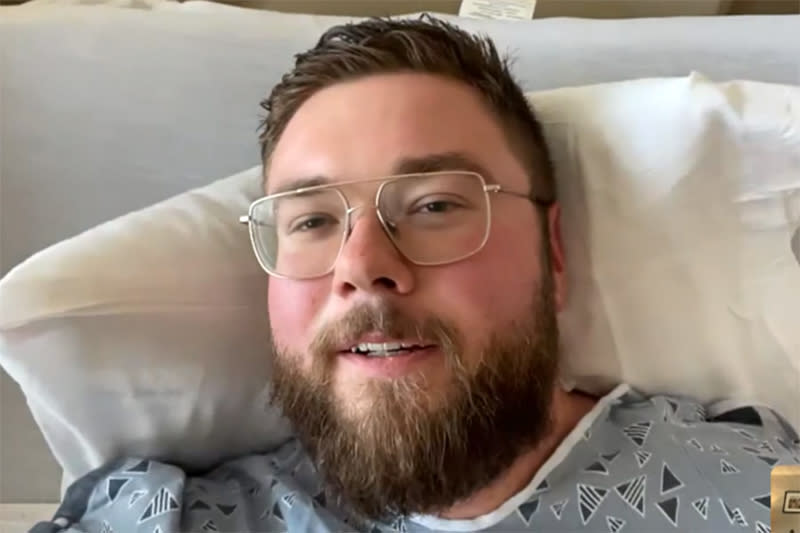 Jesse Walden, the camera operator who was shot in the Orlando attack, speaks from his hospital bed Thursday. (KOB)