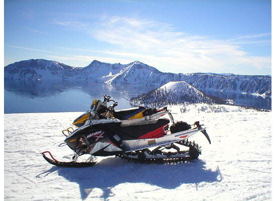 You are allowed to snowmobile into one part of Crater Lake National Park.