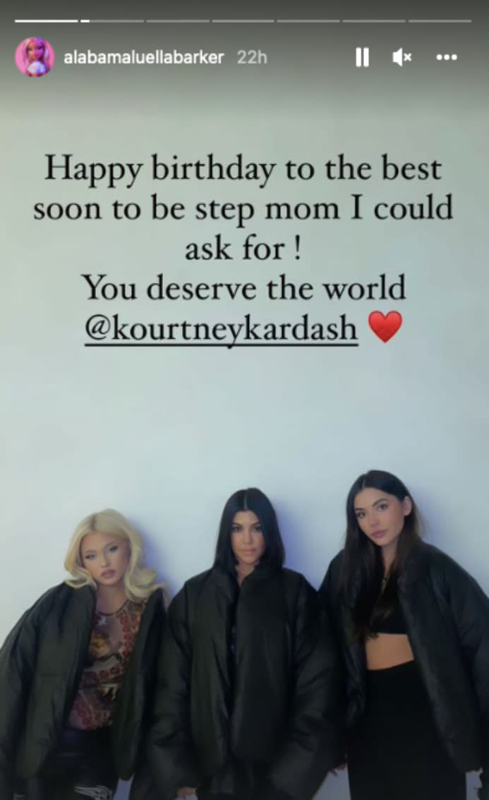 Alabama Barker’s birthday wishes to Kourtney Kardashian. - Credit: Alabama Barker/Instagram.