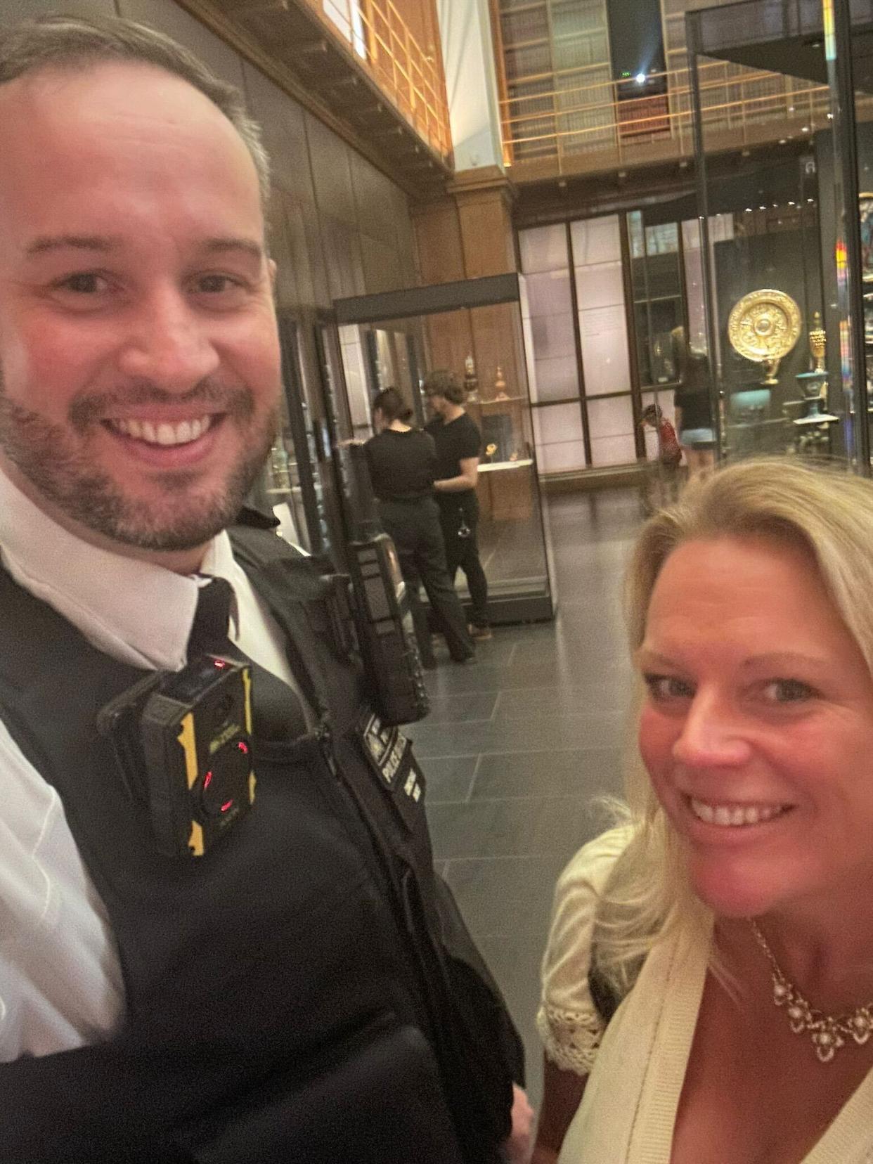 Kate MacLeod (right) with a Metropolitan Police officer at the British Museum