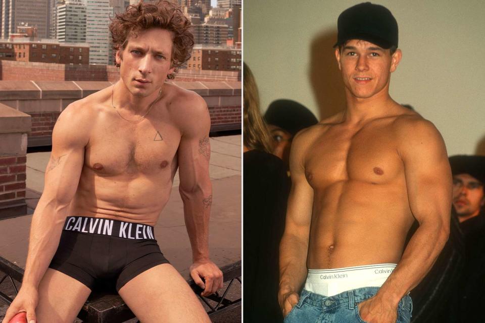 <p>Mert Alas; Barry King/Alamy</p> Jeremy Allen White and Mark Wahlberg have both modeled Calvin Klein underwear