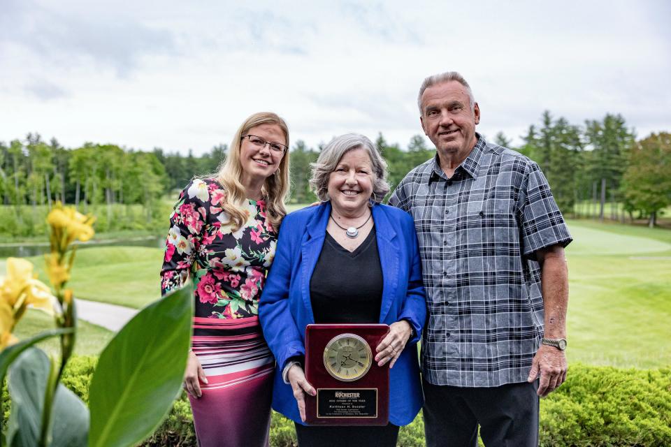 Tatjana Simon, left, with Greater Rochester Chamber of Commerce Citizen of the Year winner Kathleen Sessler and her husband, Rick, at the awards event Wednesday, June 1, 2022 at The Oaks in Somersworth.