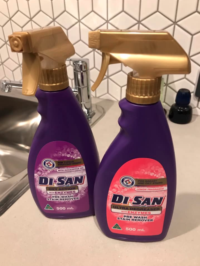 purple and pink Aldi Di-San products.