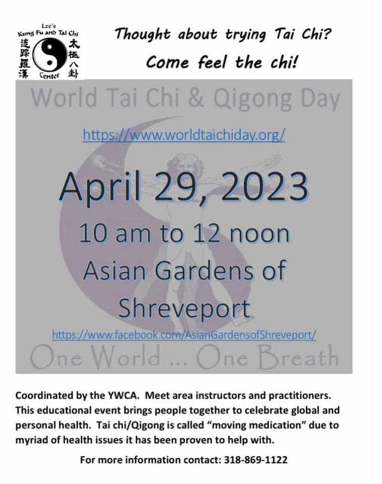 The local YMCA wants you to experience the chi on World Tai Chi and Quigong Day.