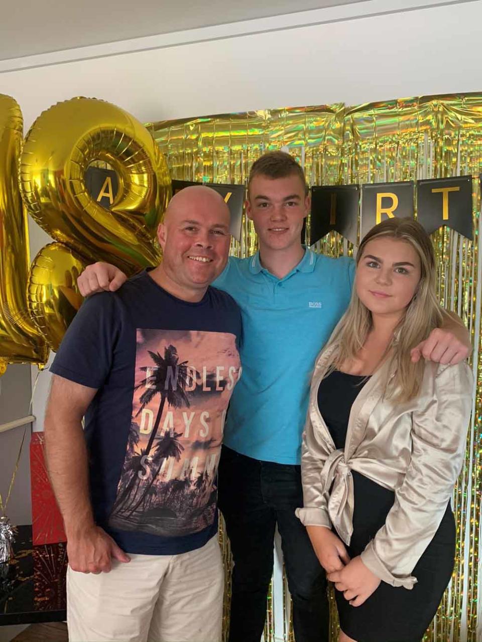 Cameron’s 18th birthday in August 2020 with his dad Jonathan and sister Annie. PA REAL LIFE COLLECT