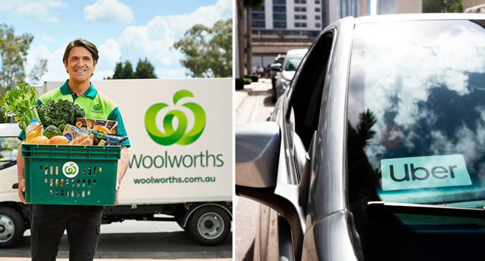 Woolworths and Uber have teamed up to ensure more customers can have access to home delivery. Source: Woolworths/ Getty