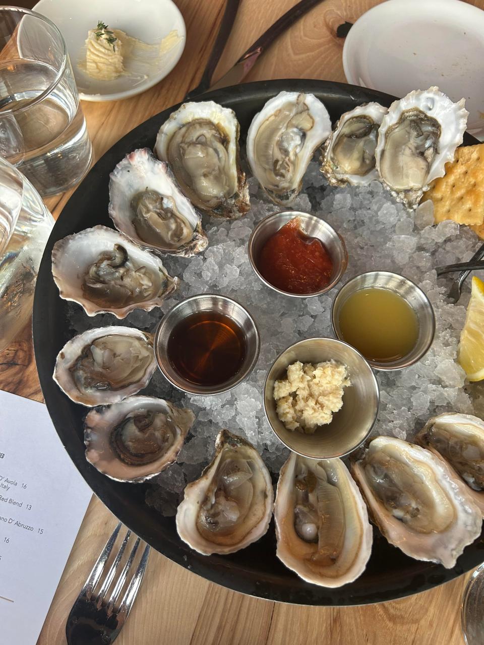 Perfectly prepared oysters at Bestia Mare in Franklin, Tennessee