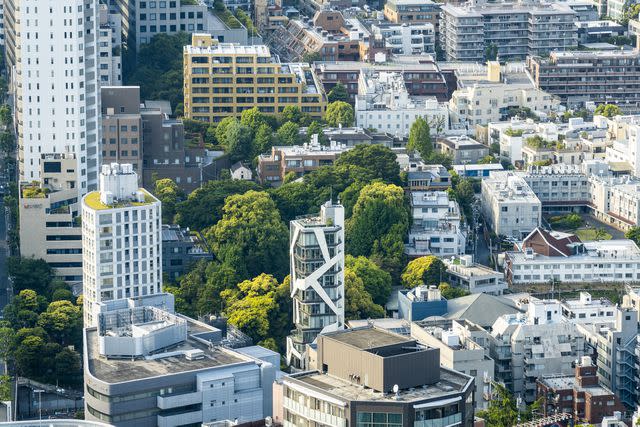 <p>Didier Marti/Travel + Leisure</p> Modern residential architecture in the Roppongi district of central Tokyo.