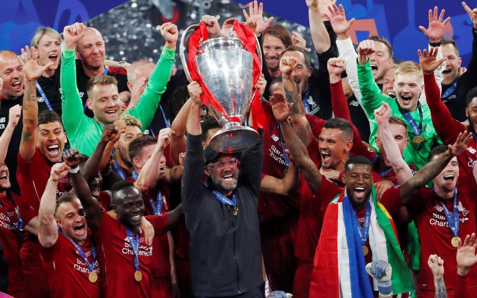 Jurgen Klopp lifts the Champions League for Liverpool