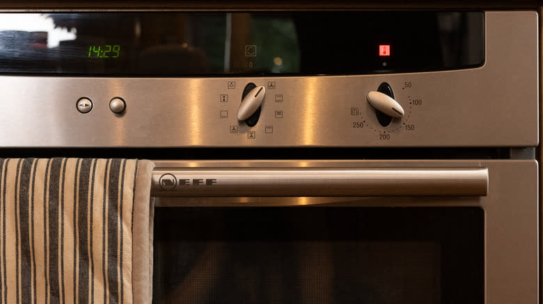 preheating an oven 