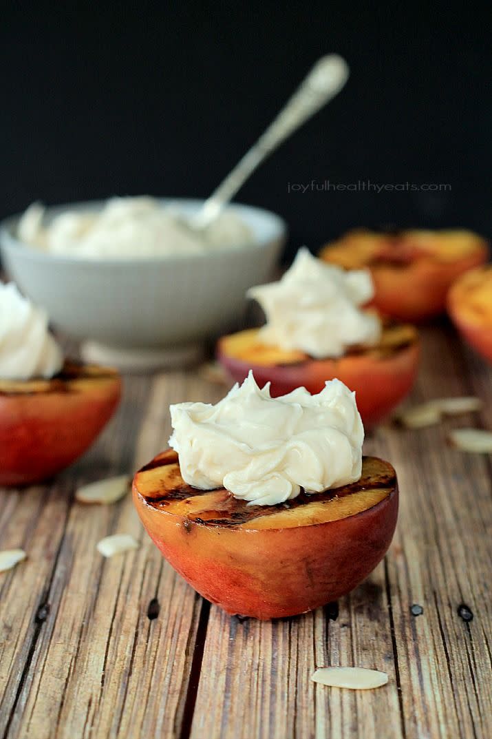Grilled Peaches with Maple Honey Marscapone Cheese