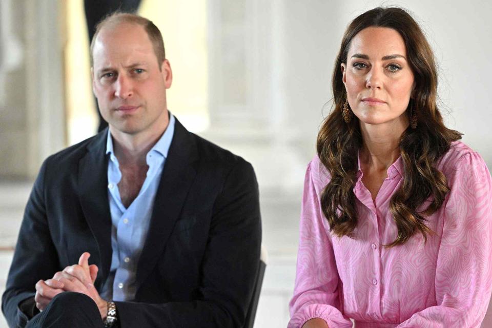 <p>Samir Hussein - Pool/WireImage</p> Prince William and Kate Middleton in the Bahamas in 2022