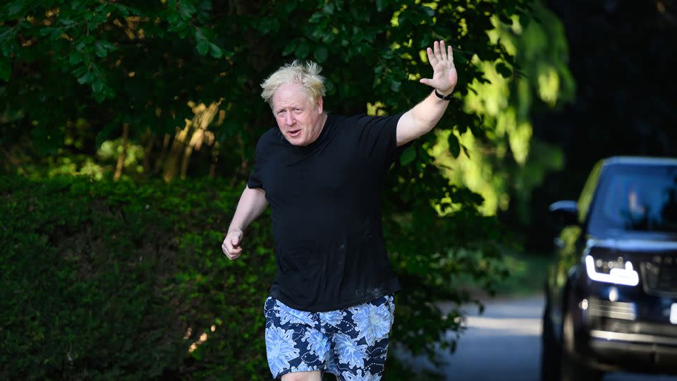 Former British Prime Minister Boris Johnson on a run near his Oxfordshire home on June 15, 2023. - Leon Neal/Getty Images