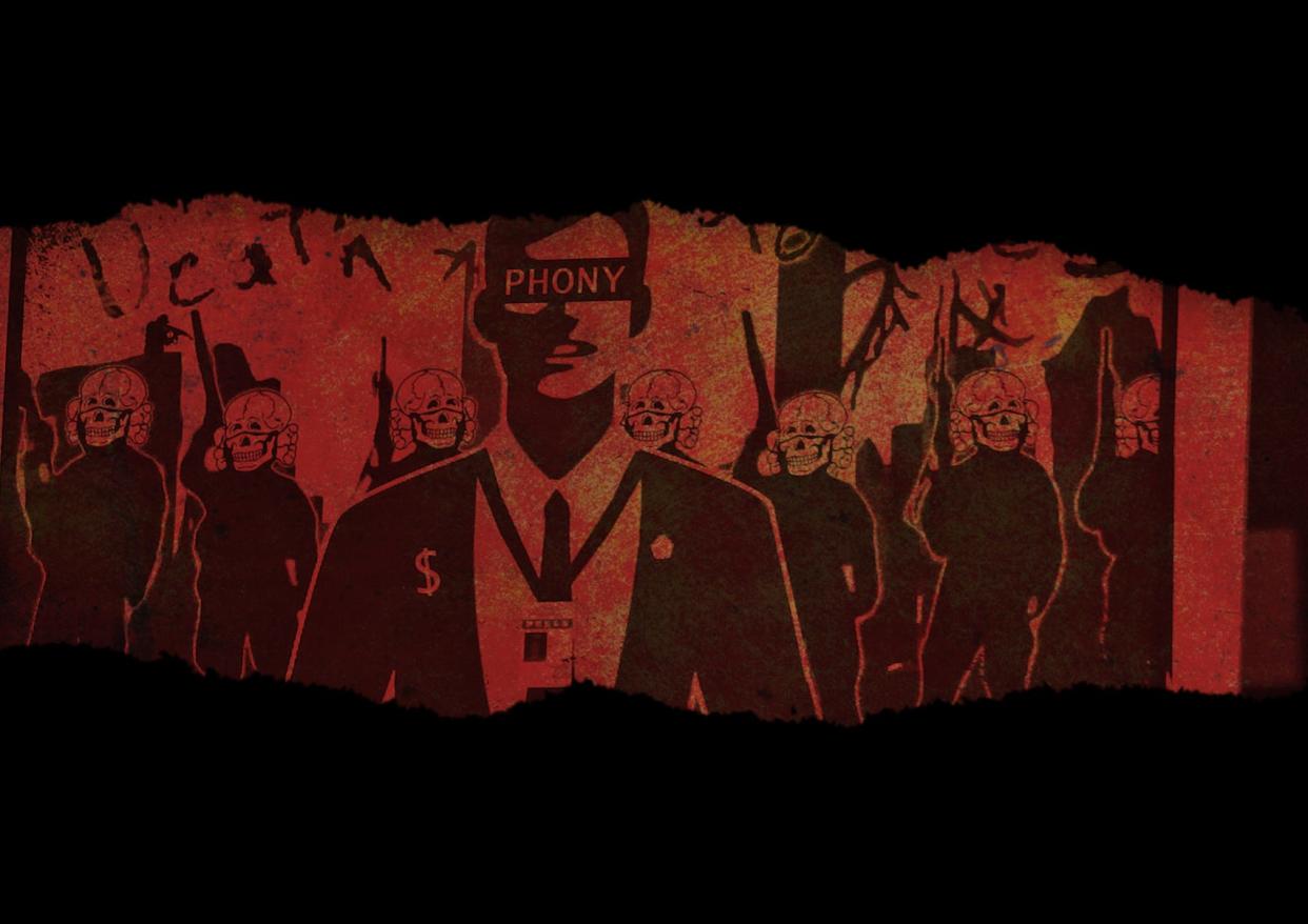 A portion of a poster made by Atomwoffen Division members, from the trial in which the FBI informant's identity was revealed.