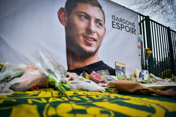 Tributes have been left to Sala after he went missing last Monday (AFP/Getty)