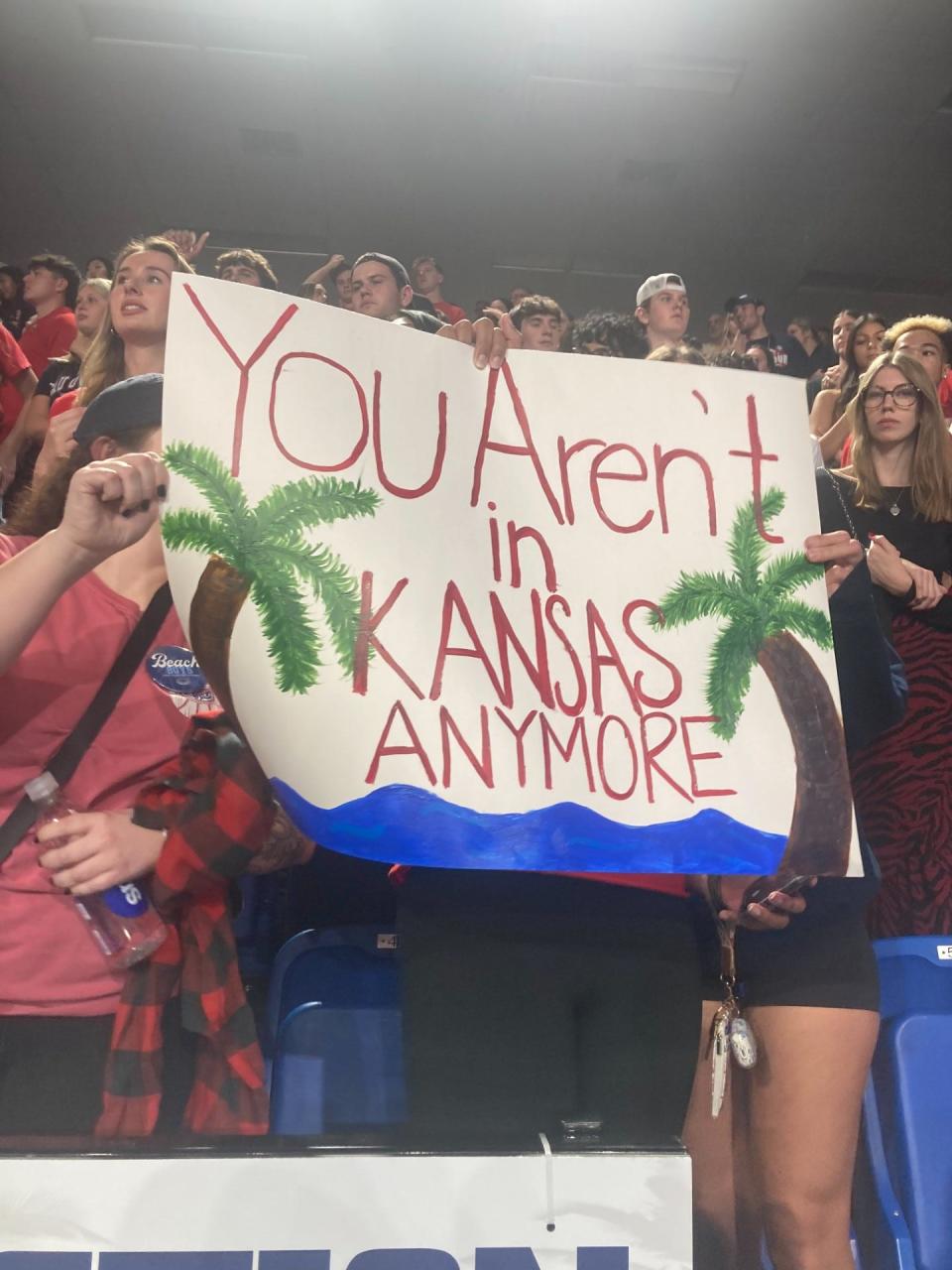 FAU students hold up a homemade sign during the home game against Wichita State on Jan. 18.