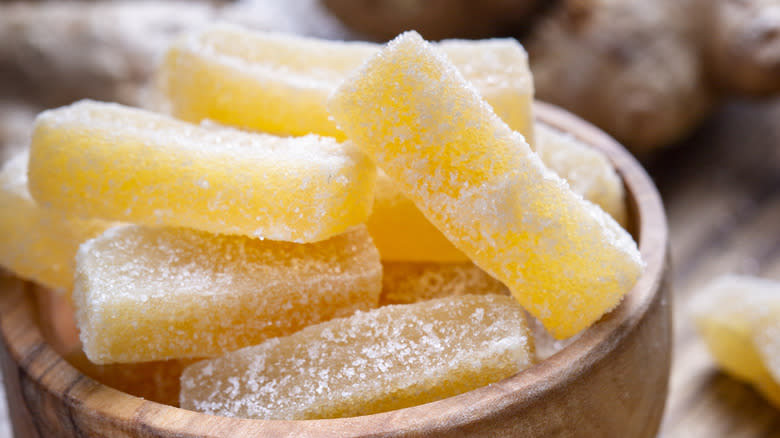 crystallized ginger in bowl