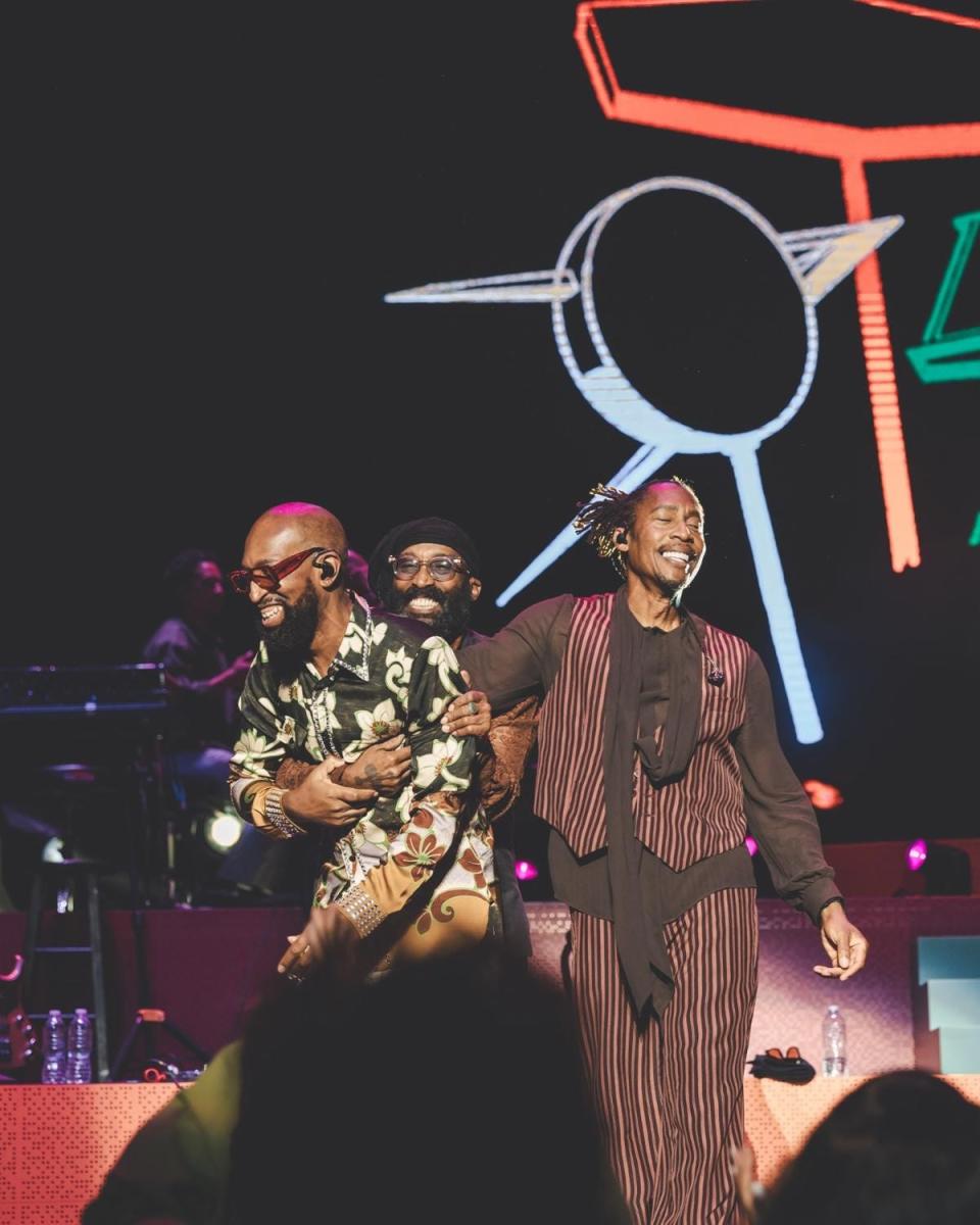 Tony! Toni! Toné! celebrate after performing live in Charlotte, North Carolina, in September.