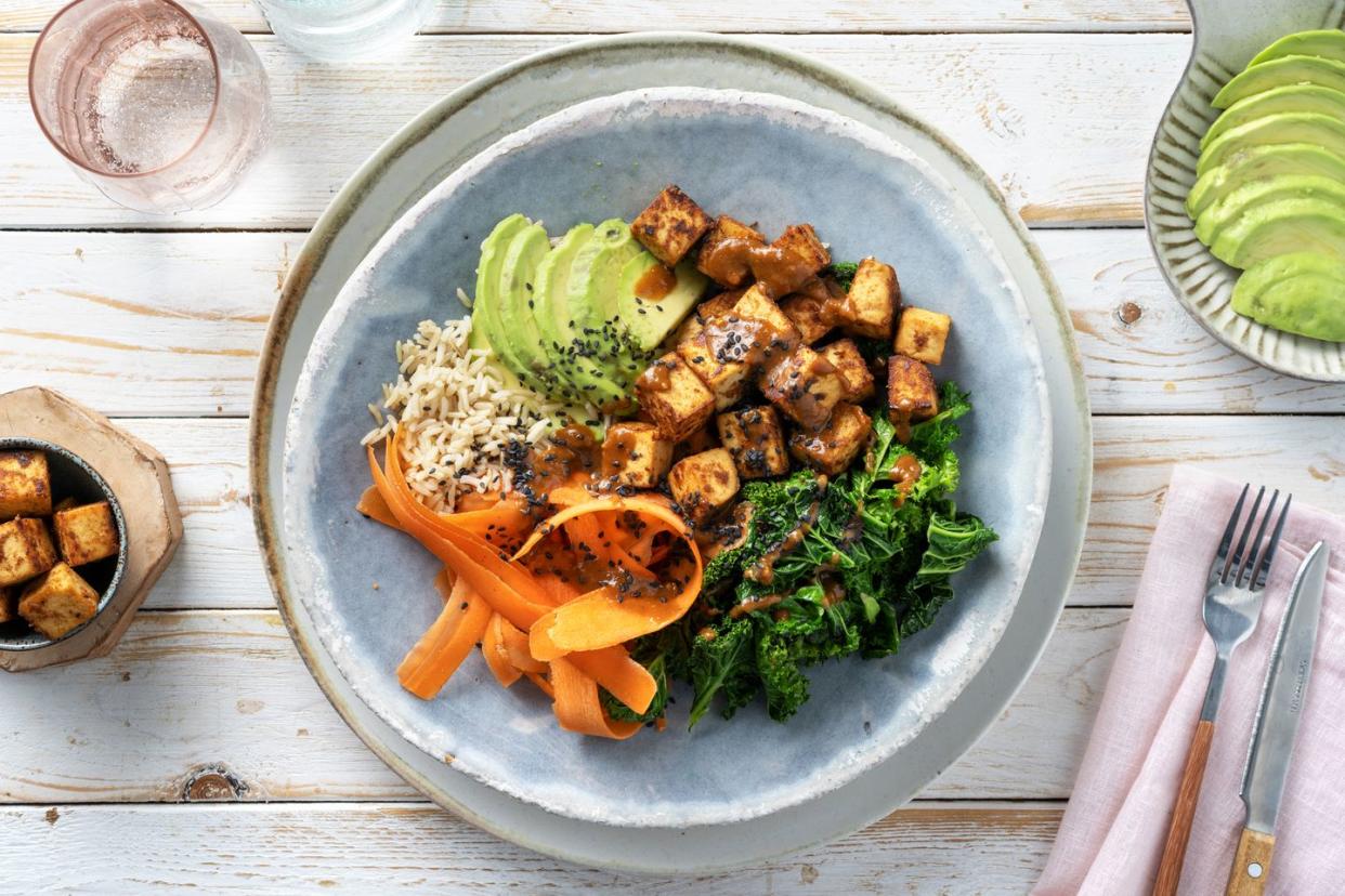 green chef vegan peanut marinated tofu buddha bowl