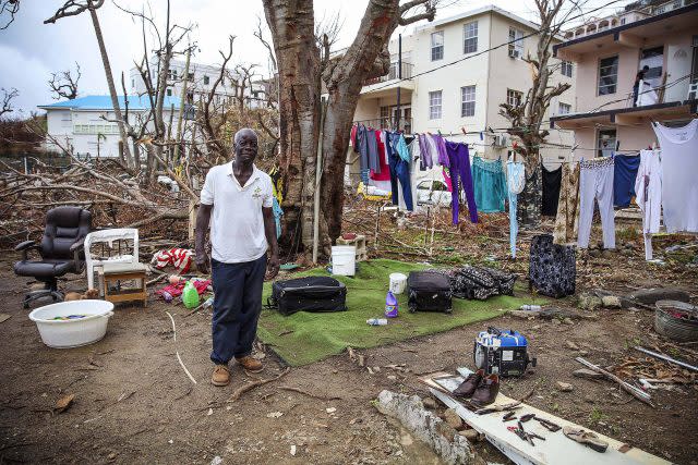 Alvin Nibbs outside his house in Road Town, Tortola (Ministry of Defence/PA)