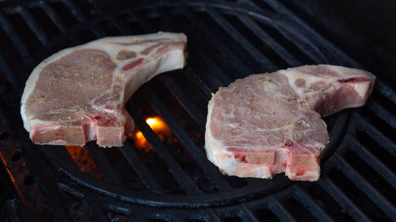 pork chops on grill