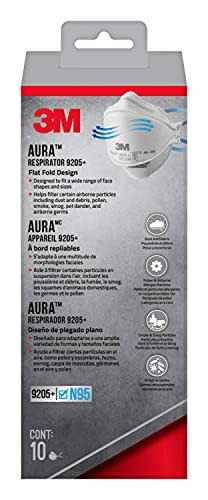 3M Aura Particulate Respirator 9205+ N95, 10/Pack, White