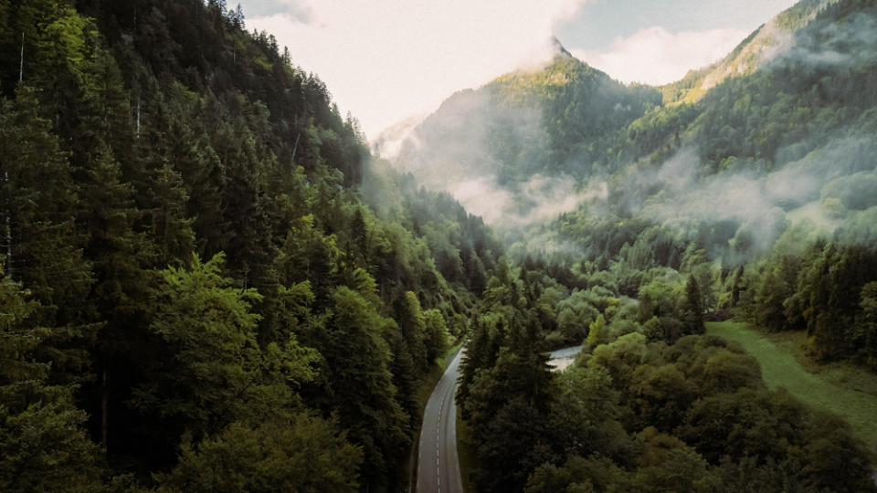 A scenic road along the route pf the 2022 Great Malle Mountain Rally.